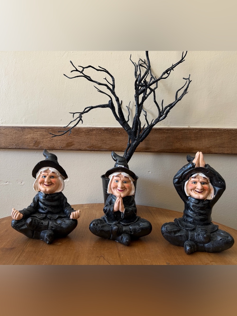 Yoga witch purple and Black Halloween figures